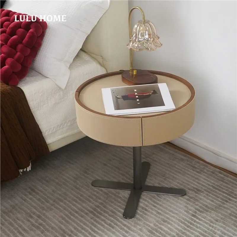 for New Light Luxury Round Bedside Table Household Bedroom High End Small Apartment Sofa Edge Side Table Foshan Furniture