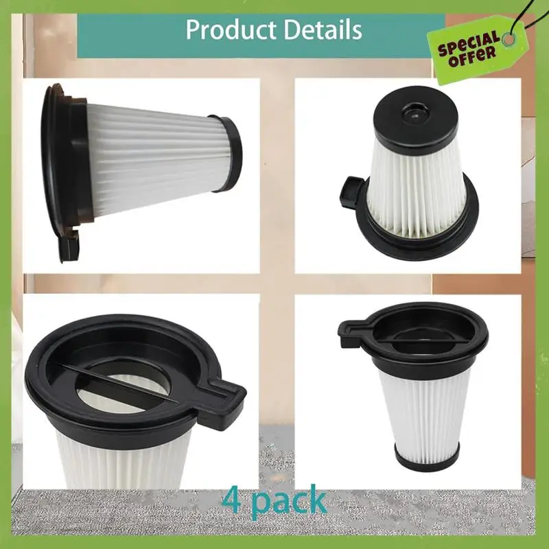 ABGP-مرشحات بديلة لمجموعة ملحقات المكنسة الكهربائية اللاسلكية Wyze مكونة من 4 فلاتر وفرشاة تنظيف واحدة
