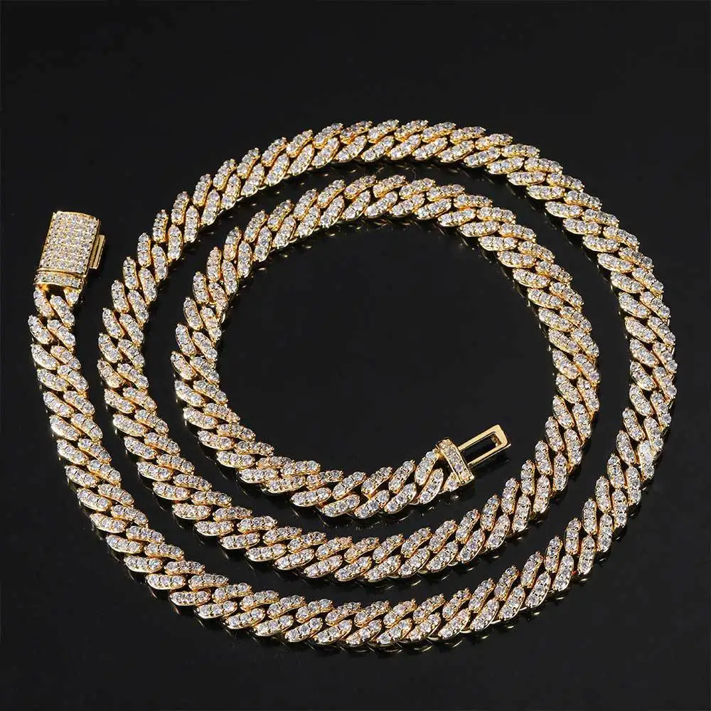 Rapper Chain Hip Hop 8mm Single Row Full Diamond Cuban Zircon Jewelry Premium Men