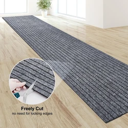 Non-slip door mat, solid color striped kitchen carpet floor mat, easy to clean suitable for hallway, kitchen, bathroom