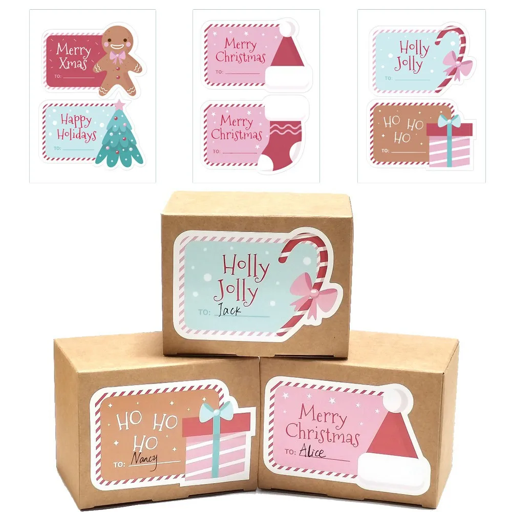 10-40Pcs 12.5x9cm wesołych naklejki świąteczne moda Cartoon śliczne etykiety na prezent opakowanie dekoracyjne opakowanie pudełko