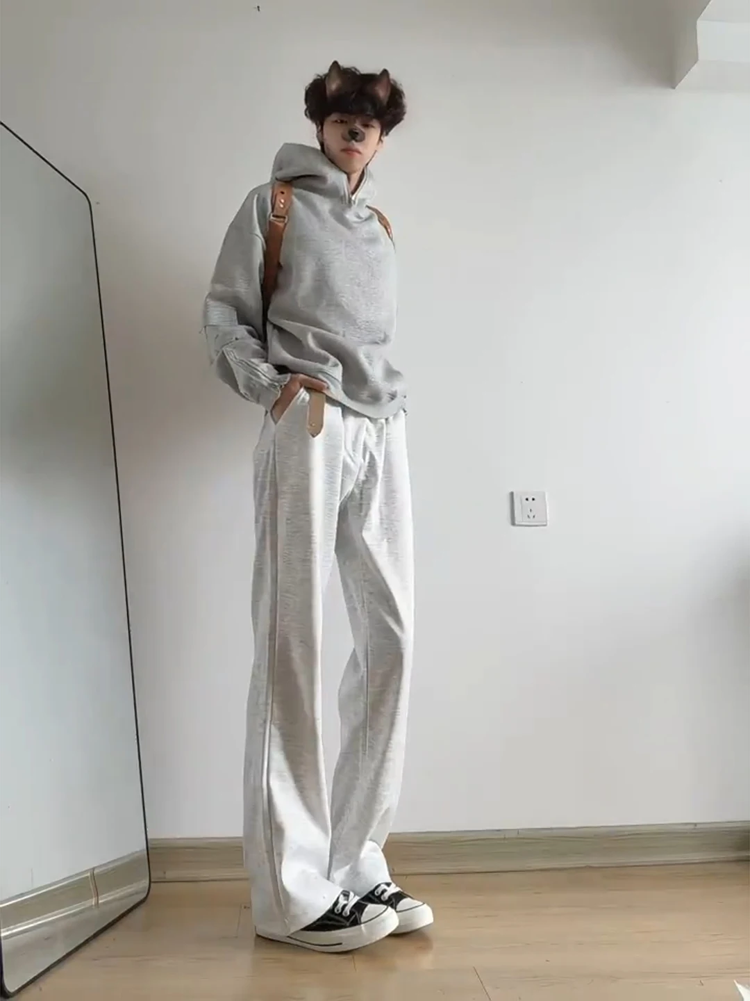 

Cleanfit Men's Straight Leg Sports Pants Flared Knife Casual Trousers High Waist Long Length Comfortable Fit Street Style