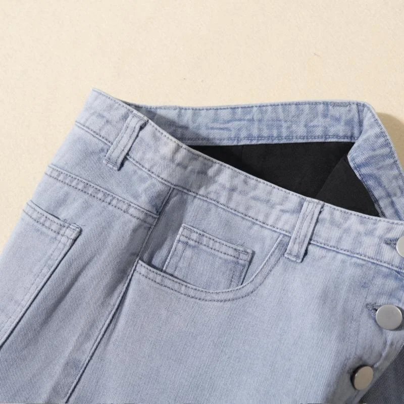 Faionable Falda acampanada de cintura media con ropa interior Faldas vaqueras personales creativas para mujer Faldas ort