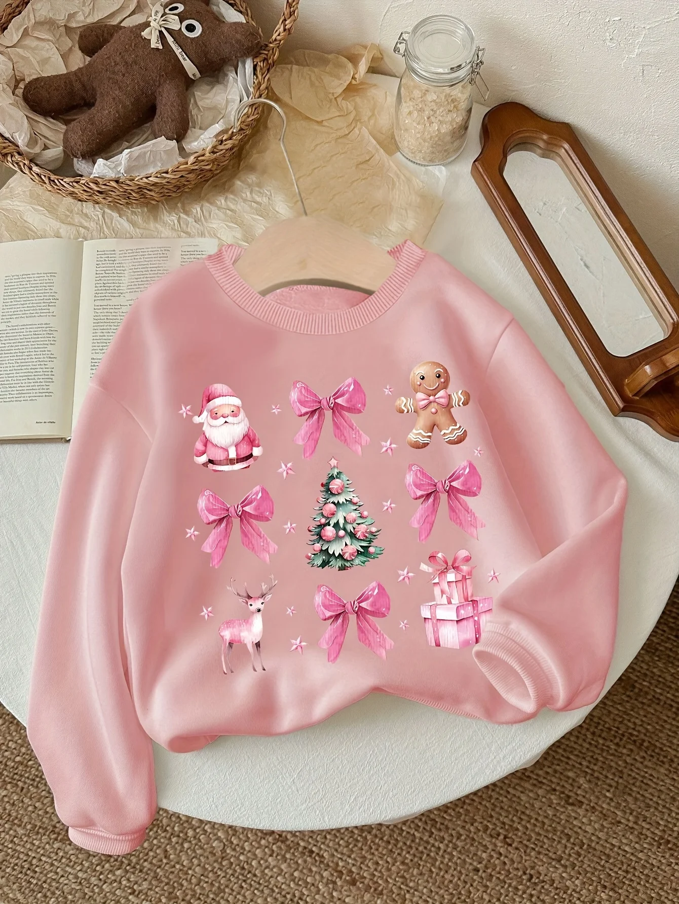 Third Prize for Autumn/Winter Fashionable Long-Sleeved Crew Neck Sweatshirt for Boys and Girls with Bow Print