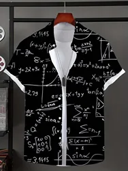 Hawaiian Shirt For Men Funny mathematical formula Printed Short Sleeve Shirts Summer New Unisex Tops Oversized Men Clothing