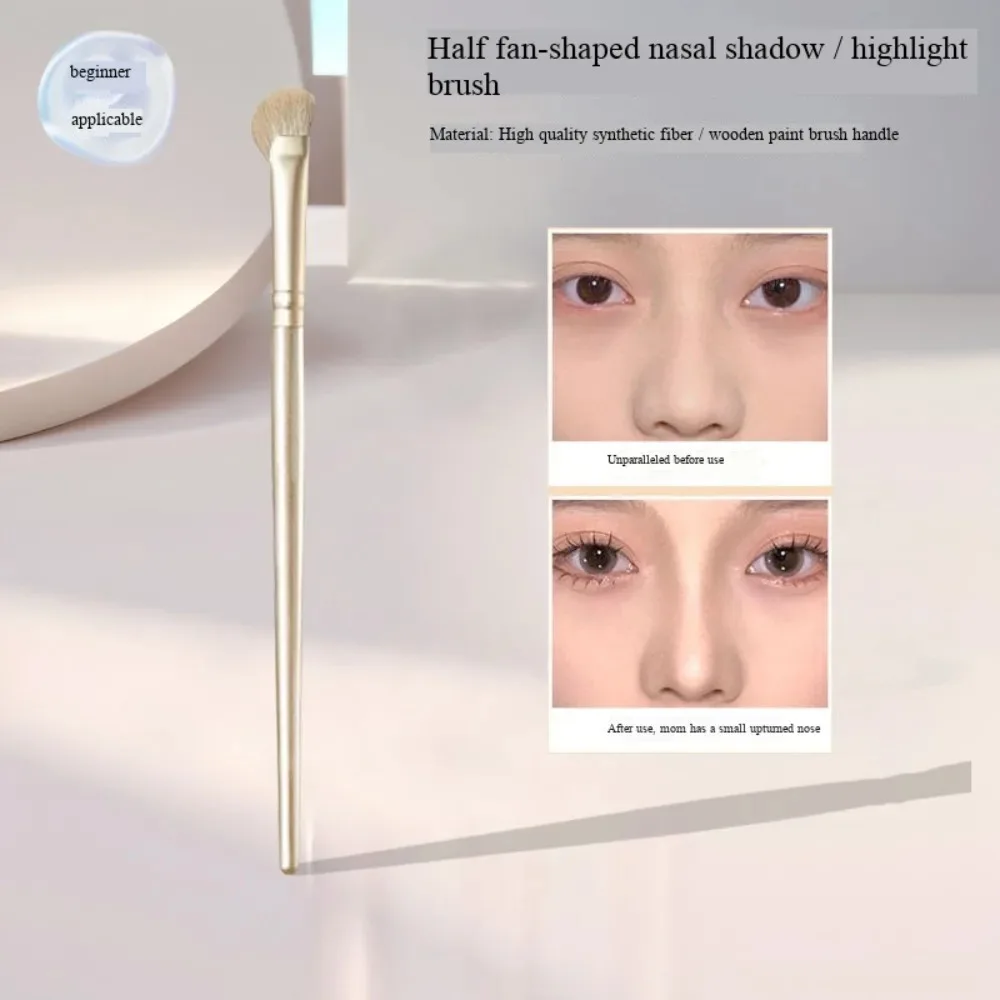 Sickle Shape Nose Shadow Brush Set, 3pcs Soft Synthetic Bristles Angled Contour Brush for Nose Highlight & Shading,for Beginners