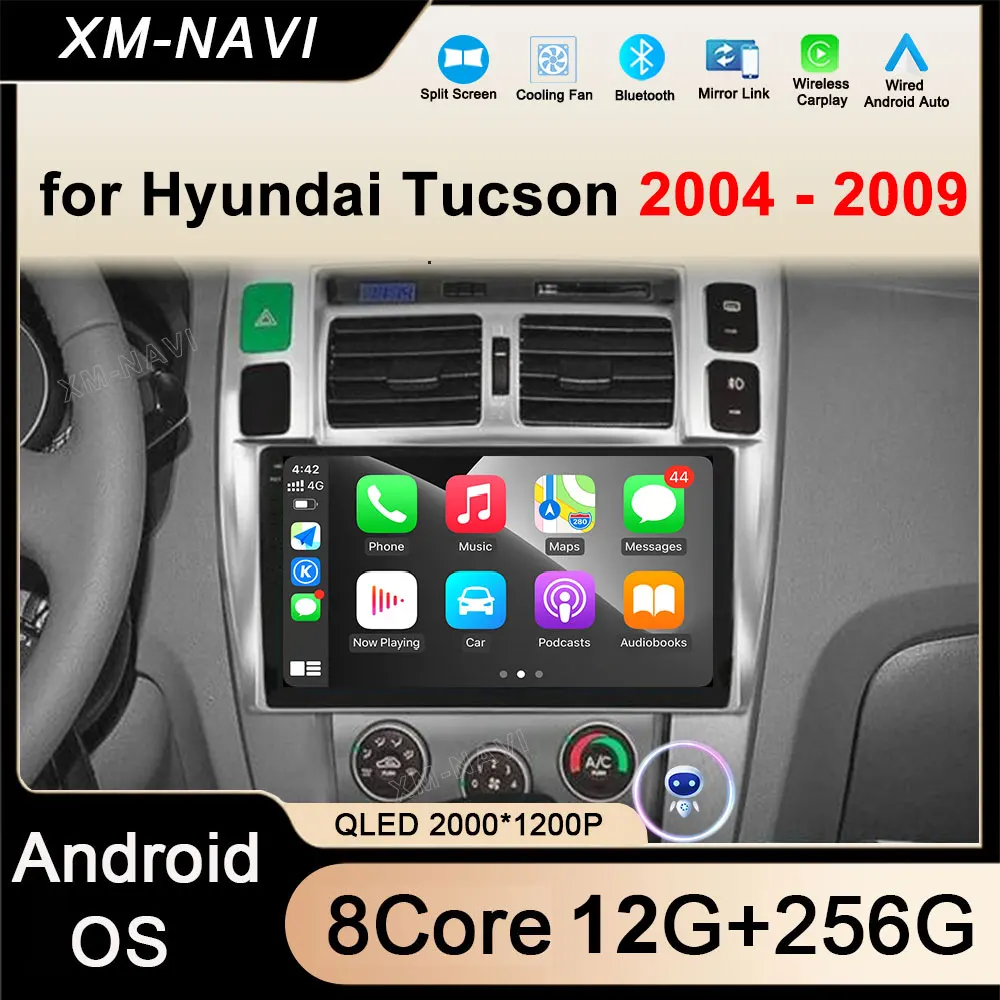 

Carplay Auto Android 14 Car Radio for Hyundai Tucson 2004 2005 2006 2007 2008 2009 Multimedia Stereo Video Player GPS Navigation