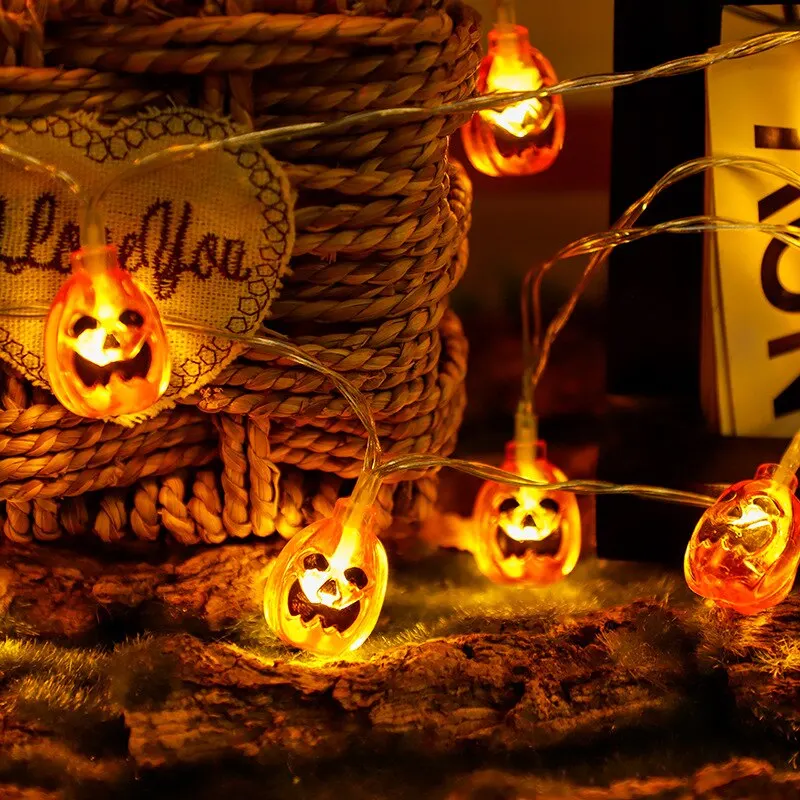 Natale ringraziamento Halloween LED String Lights Portable Pumpkin Ghost scheletri luci per Home Bar Halloween Party Decor