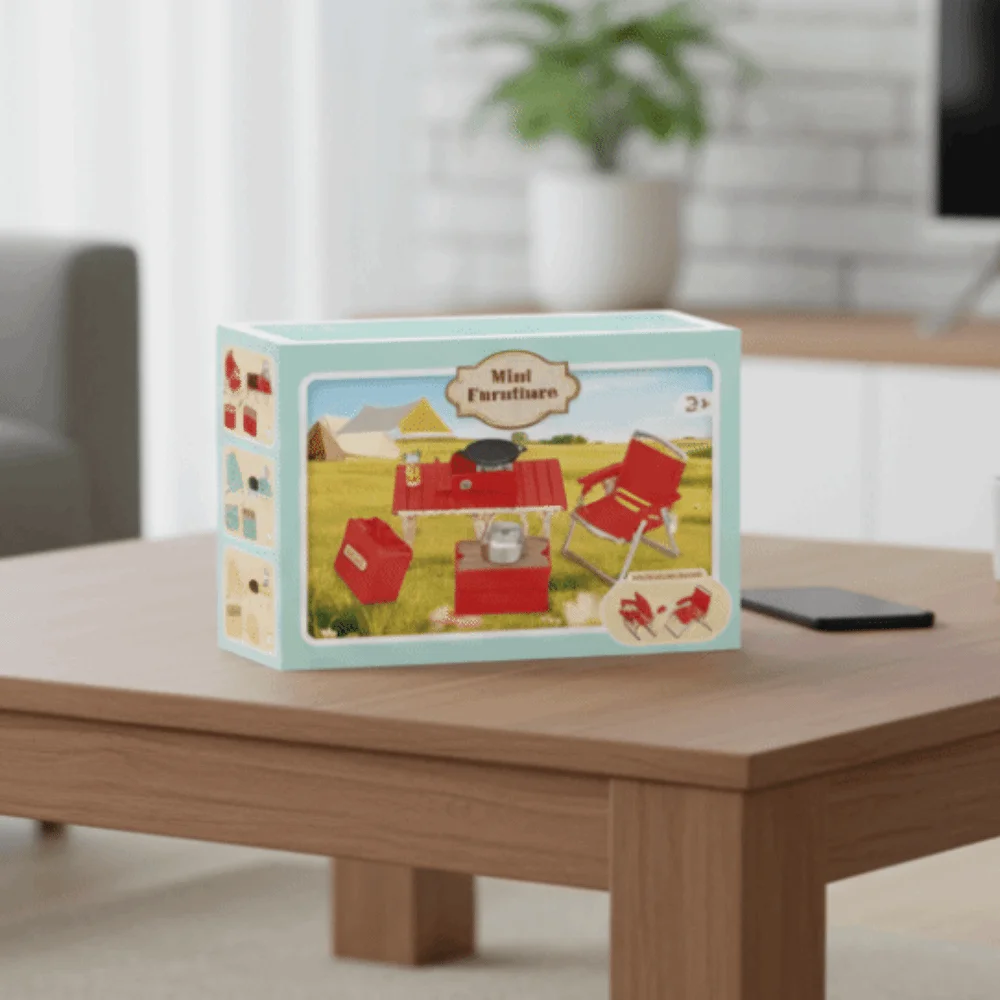 Modelo de simulação em miniatura acampamento piquenique conjunto fingir jogar 1:12 casa de bonecas cadeira dobrável fogões a gás modelo educação precoce kawaii