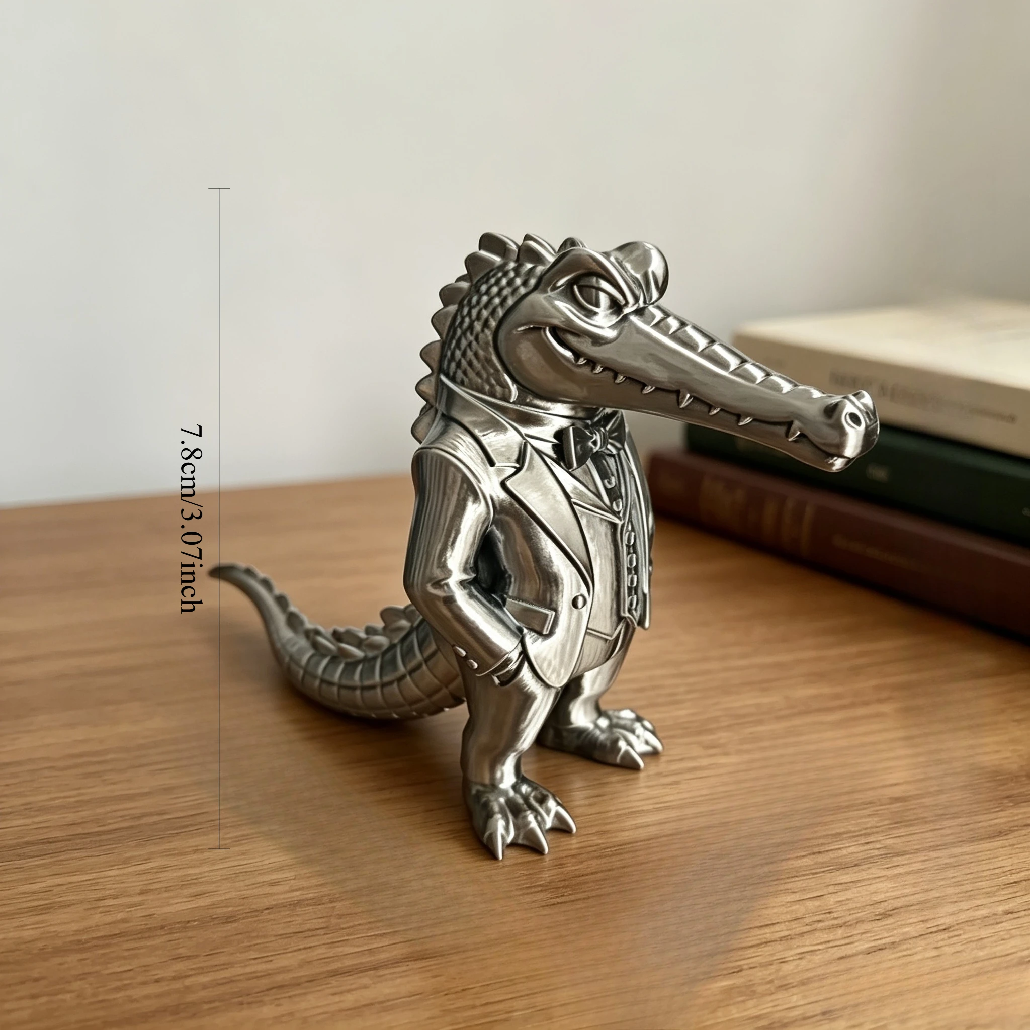 Gentleman Suit Crocodile Statues 3D Printed Gentleman Croc Figurines Retro Desktop Bookshelf Ornament Business Style Collectible - view 5