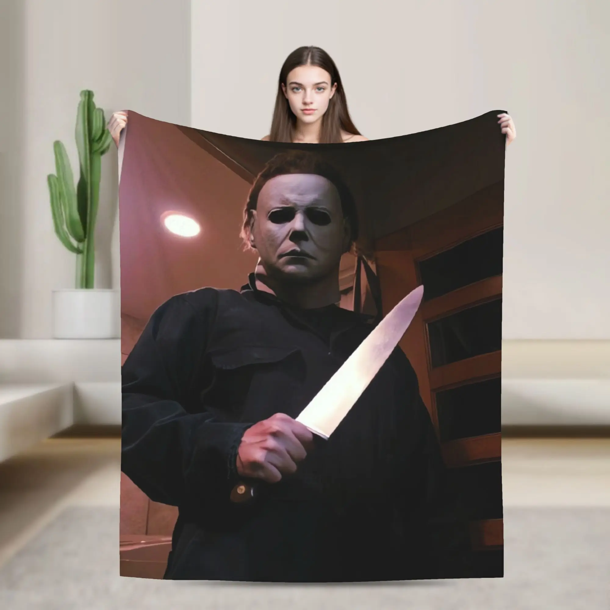 مايكل مايرز بطانيات الهالوين نزهة الفانيلا رمي بطانية للأريكة السرير لينة مخصصة جودة المفرش هدية عيد ميلاد #1