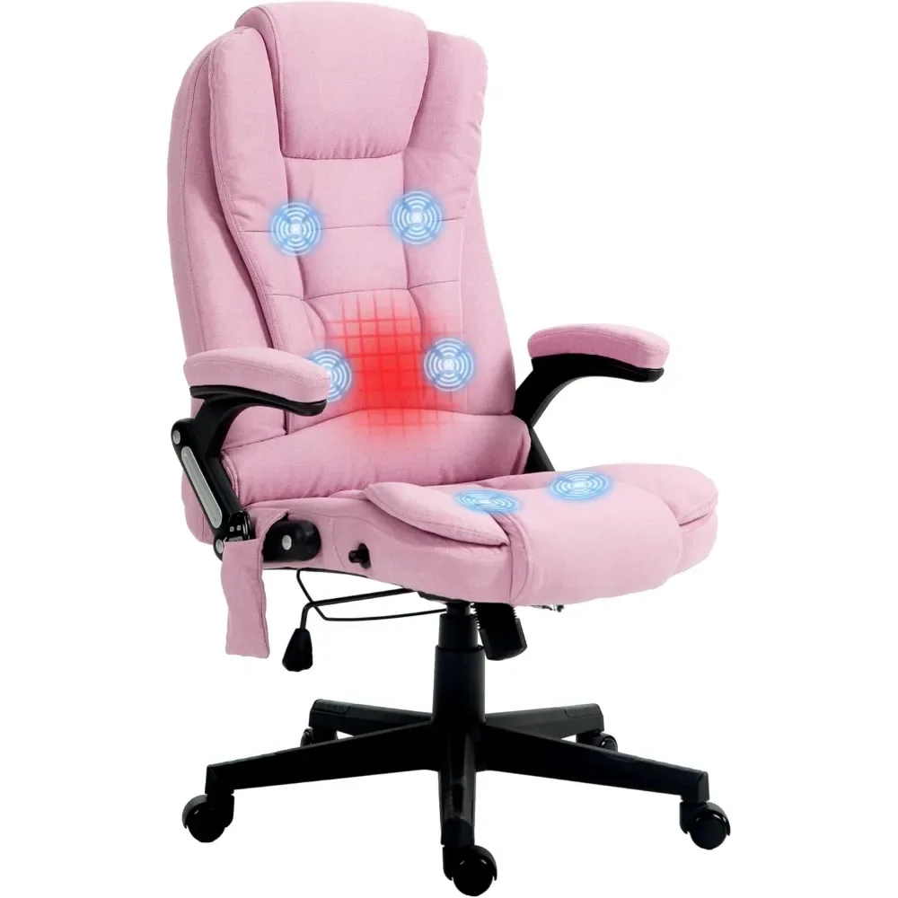 

6 Point Vibrating Massage Office Chair with Heat, with Reclining Backrest, Padded Armrests and Remote