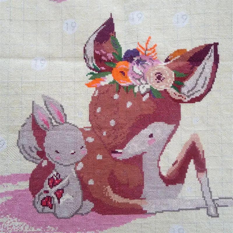 Handmade cross stitch finished product with a wealth of deer, wealth of the road, scenic new living room, bedroom decoration,