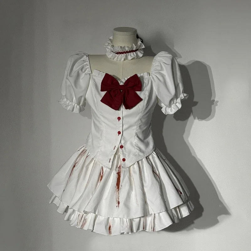 

Кровавое платье Лолиты, женское платье для косплея, милая девушка Y2k, униформа с объемными рукавами и короткими рукавами, костюм на Хэллоуин, сценический костюм