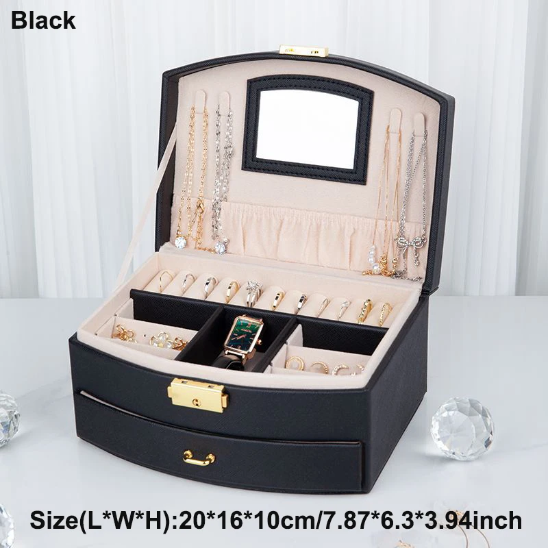 DELESYS Nieuwe grote capaciteit high-end 6-laags sieradendoos voor het opbergen van kettingen, horloges, accessoires, multifunctionele sieradendoos