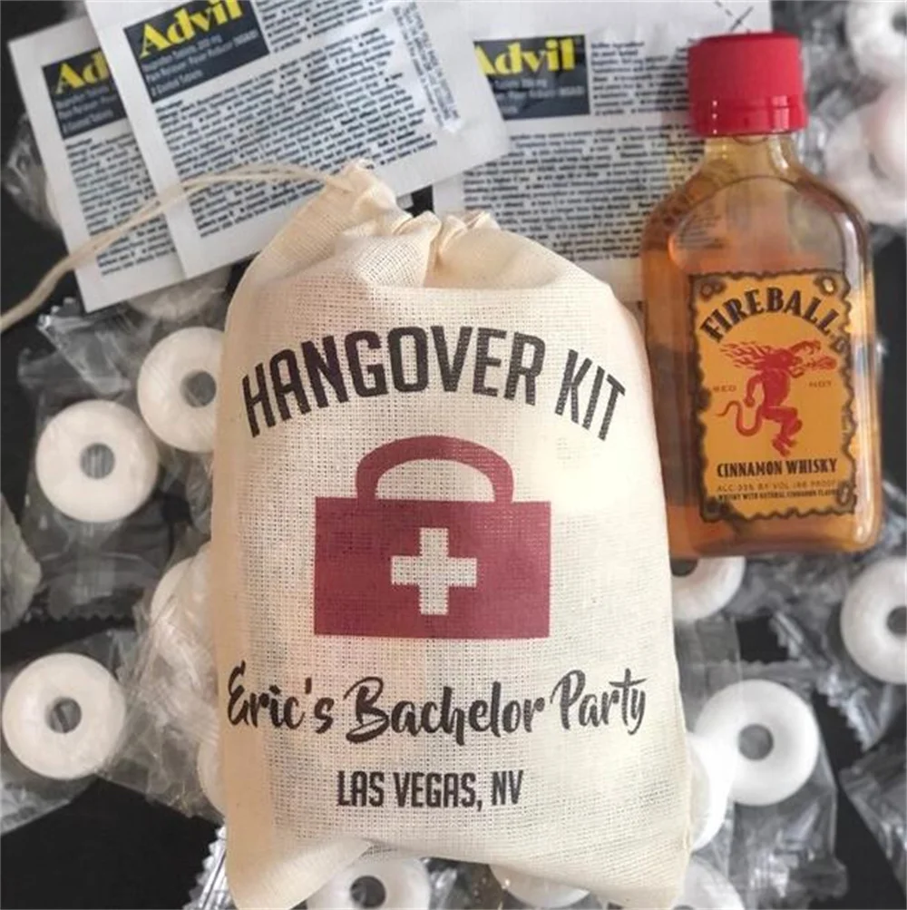 25PCS Hangover Kit Bag Party Favors Survival Kit DIY Bride Bachelorette Party Recovery Kit Hangover Bags Personalized Cotton