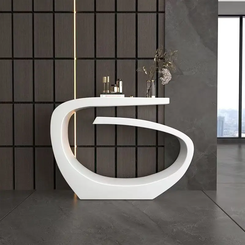 Modern console table, retro high-end aesthetics, entrance table, round, high-quality home furniture
