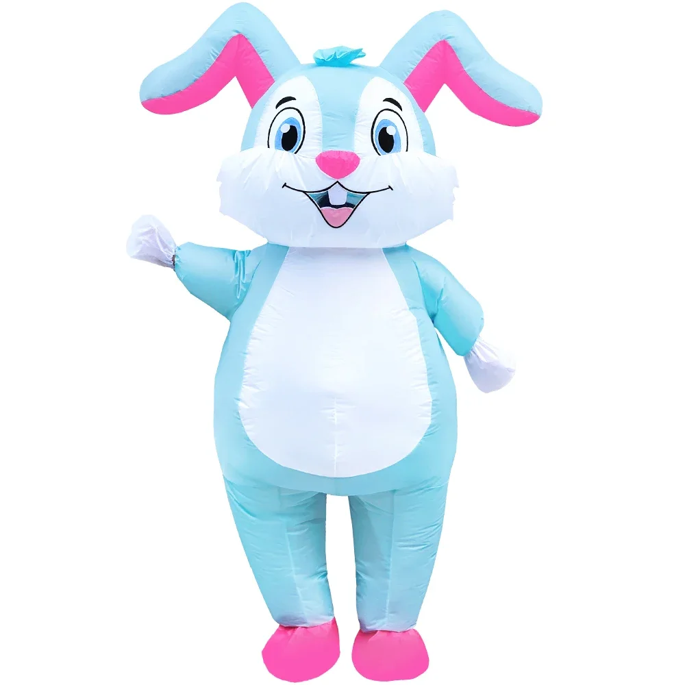 

Blue Easter Bunny Costume for Adult Blow Up Suit Carnival Festival Mascot Rabbit Inflatable Suit Women Men Christmas Outfit New