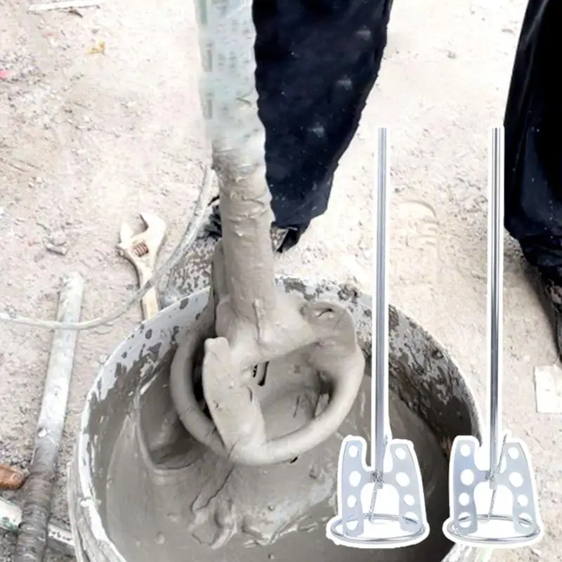 Upgraded Version Cement Mixer Stirring Tool Stainless Steel Mixing Paddle Rod Paint Putty Mixing Stick For Electric Concrete Mix