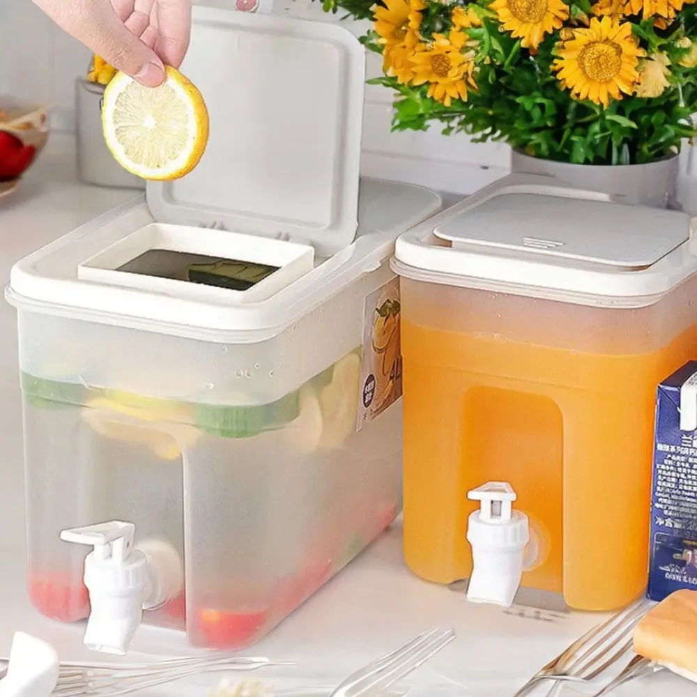 Large Capacity Cool Water Jug Lemon Fruit Teapot Cold Kettle With Faucet- Kitchen Drinkware Pot