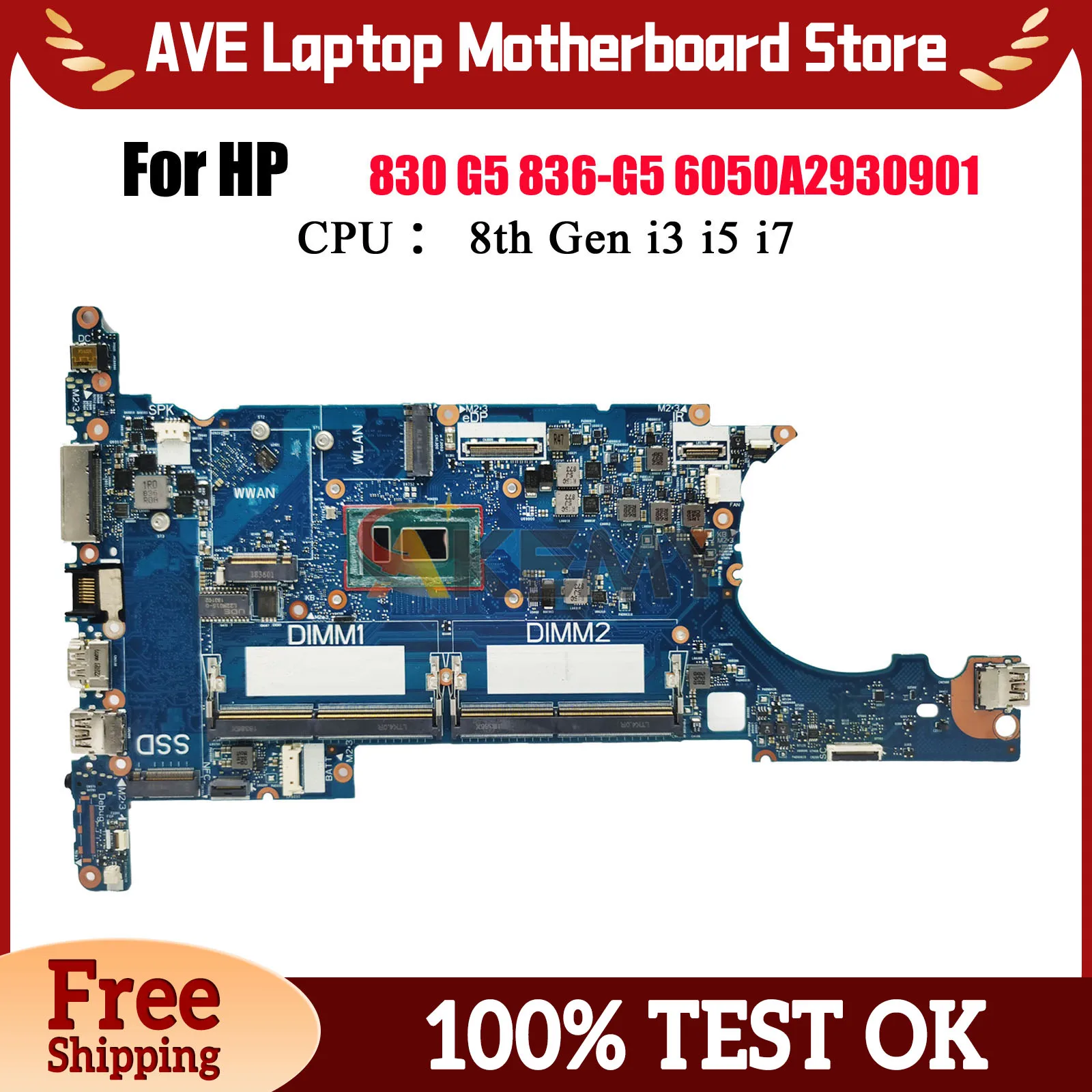 6050A2930901 Für HP EliteBook 830 G5 Laptop Motherboard Mit i5 i7 8. Generation CPU DDR4 L13687-601 L13709-601 100% vollständig Getestet