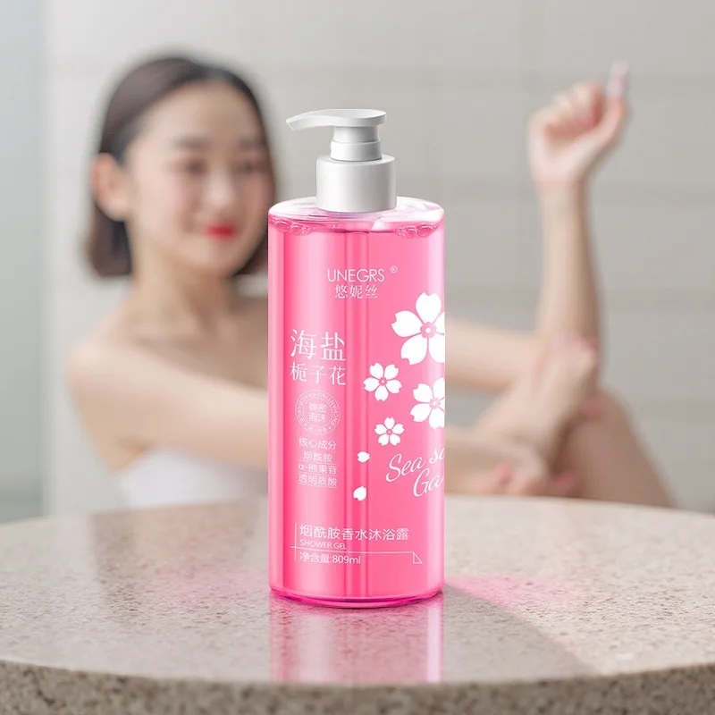 바다 소금 오렌지 플라워 샤워 젤 809ml 보습 및 수분 공급 장시간 지속되는 향기 대용량 나이아신아마이드 바디 워시