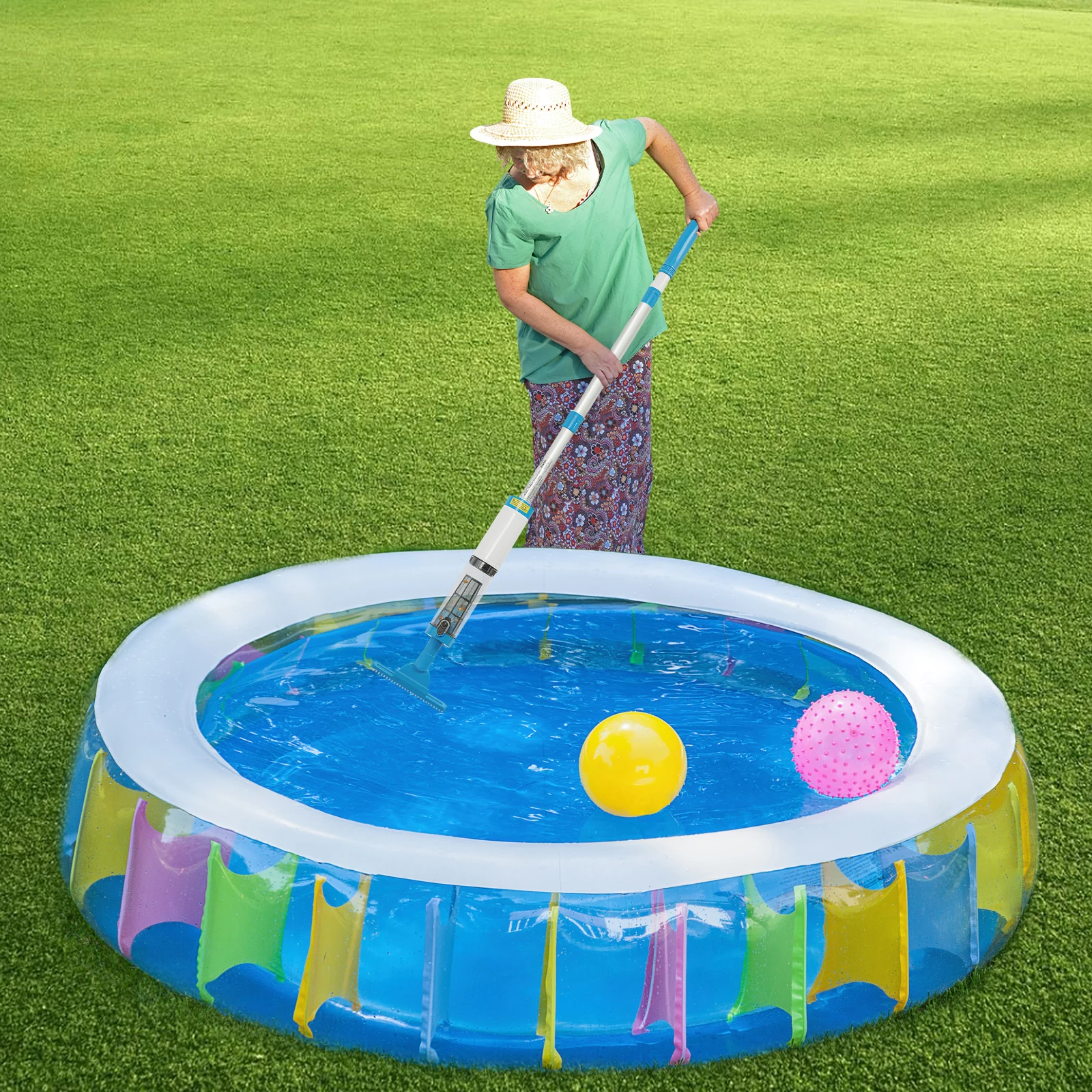 3-in-1 Cordless Rechargeable Pool Vacuum Cleaner, Handheld Pool Cleaner, Retractable for above Ground & Inground Pool, Spa