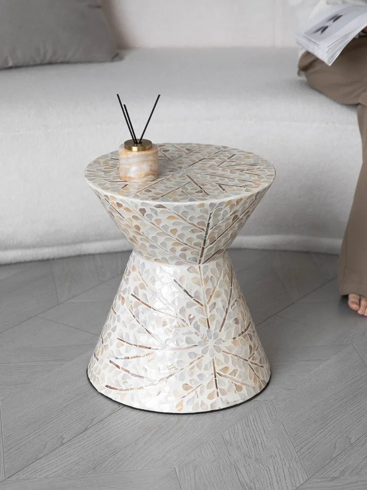 Nordic Art Shell Decoration Coffee Tables Home Furniture Living Room Sofa Side Small Corner Table Movable Shoe Changing Stool