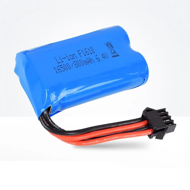 6.4V 800mAh SM4P 16500 lithium iron phosphate battery charging 6 wheels off-road remote control car model battery