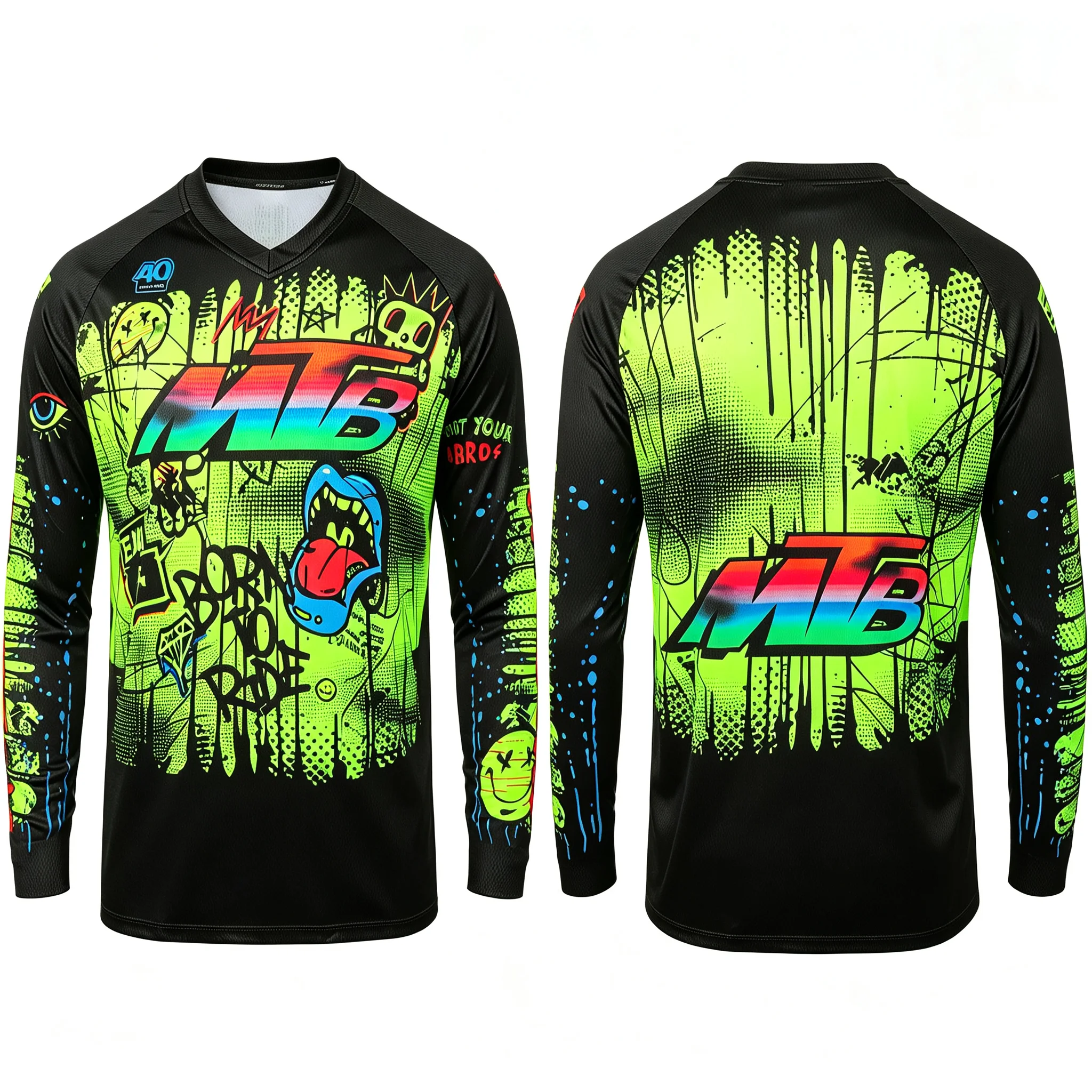 Family Matching Long Sleeve MTB Cycling Jersey, Off-Road Motocross MX Top, Breathable Outdoor Racing Riding Shirt, Multi-scene O