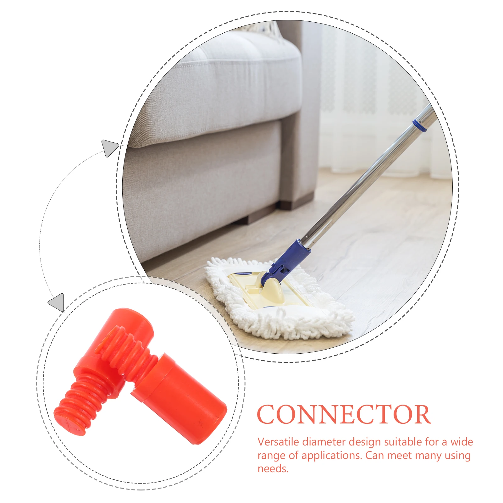 

2pcs Threaded Connector for Broom Metal Handle Telescopic Pole Adapter Plastic Tip Replacement Household Cleaning Tools