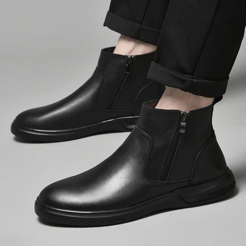 High quality Mid-top Men casual Shoes outdoor Comfortable Genuine Leather driving loafer fashion Male Flat Sneakers Shoes