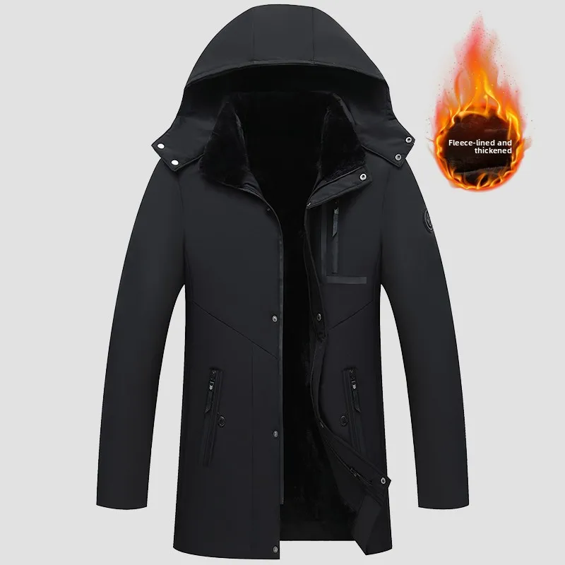 

Мужское зимнее хлопковое пальто средней длины с капюшоном, утепленное, повседневное, модное, универсальное, для города...