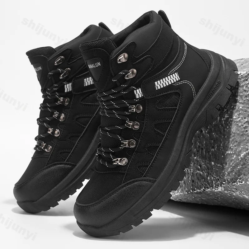 الخريف الرجال في الهواء الطلق حذاء من الجلد 2025 مريحة عدم الانزلاق حذاء كاجوال أحذية بوت قصيرة موضة عالية أعلى حذاء رياضي حجم كبير 39-48 #4