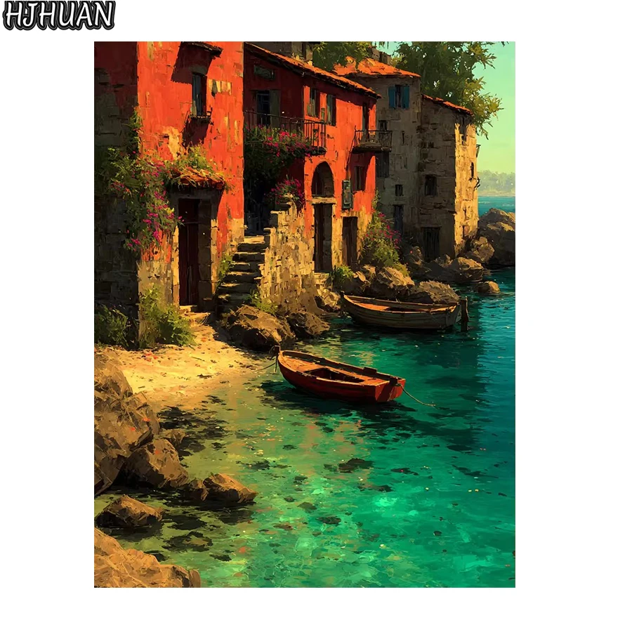 

5D DIY алмазная живопись лодочный домик полная круглая/квадратная мозаика вышивка крестиком мозаика Алмазная вышивка крестиком украшение дома настенная паста