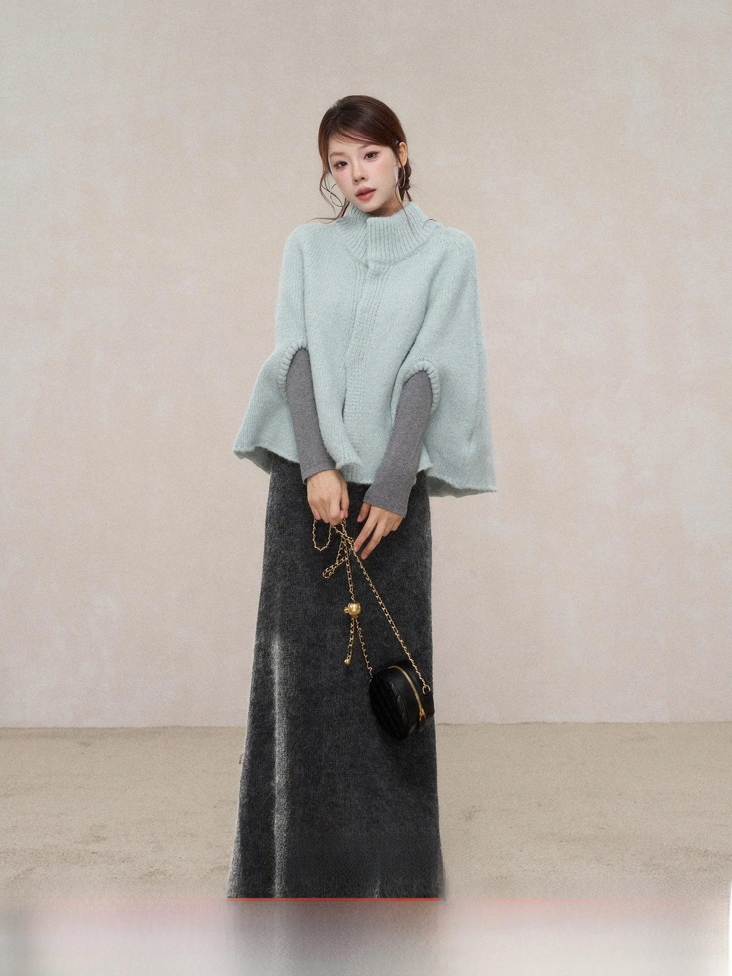 

Винтажная вязаная юбка с высокой талией для женщин, модная красивая длинная юбка, новинка зимы, юбка А-силуэта