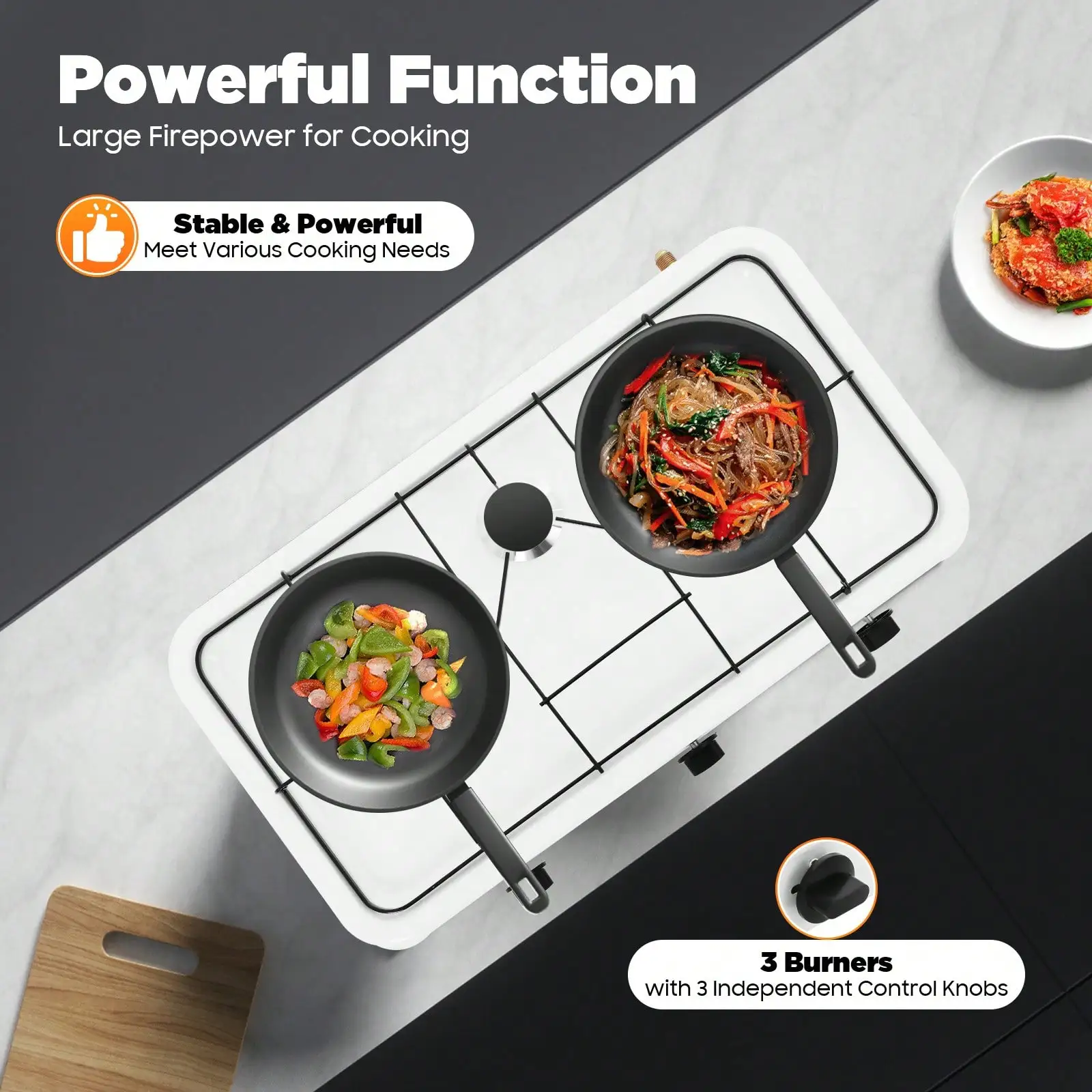 

Propane Gas Cooking Plate With Wind Protector 3-Burner Gas Burner Portable Propane Gas Stove For Camping With Automatic Ignition