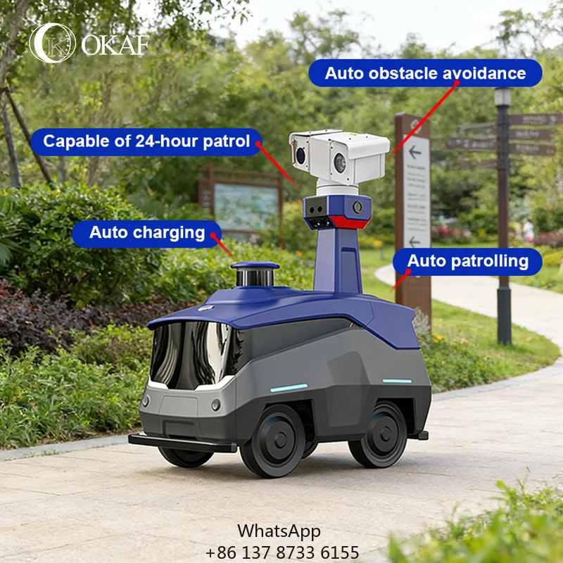 Auto Navigation Charger Patrol Factory Park Patrol Robot With Thermal Camera Intelligent Security Robot For Fire Detection