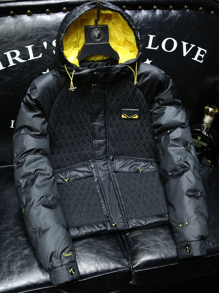 

High-End Men's down Jaet Hooded Lightweight Warm Faion Urban Sle Daily Wear White Du down Filling Windproof Regular Fit