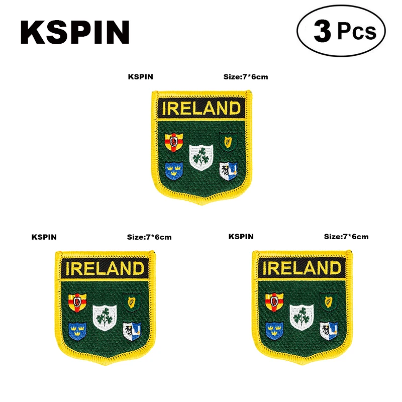 Ireland 3 Shiled Shape Flag Patches National Flag Patches For Cothing DIY Decoration