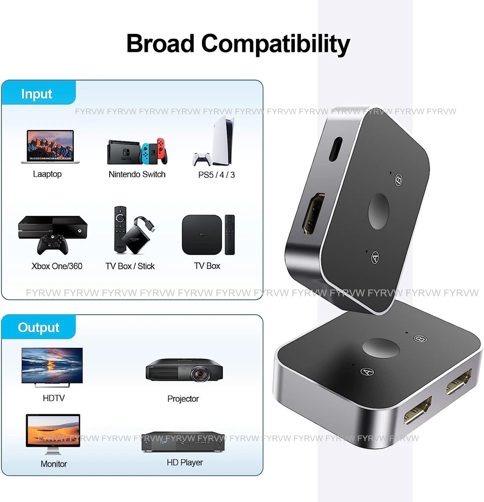 8K HDMI-kompatibler Switch Bidirektionaler 4K 120Hz 2-in-1 bidirektionaler Switcher-Konverter für PS5 HDMI-kompatibler Splitter-Adapter – Detail 6
