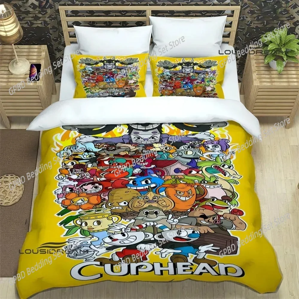 

Cuphead cartoon Bedding Set For Bedroom Soft Modern Bedspreads Comefortable Kids Duvet Cover Quilt Cover And Pillowcase