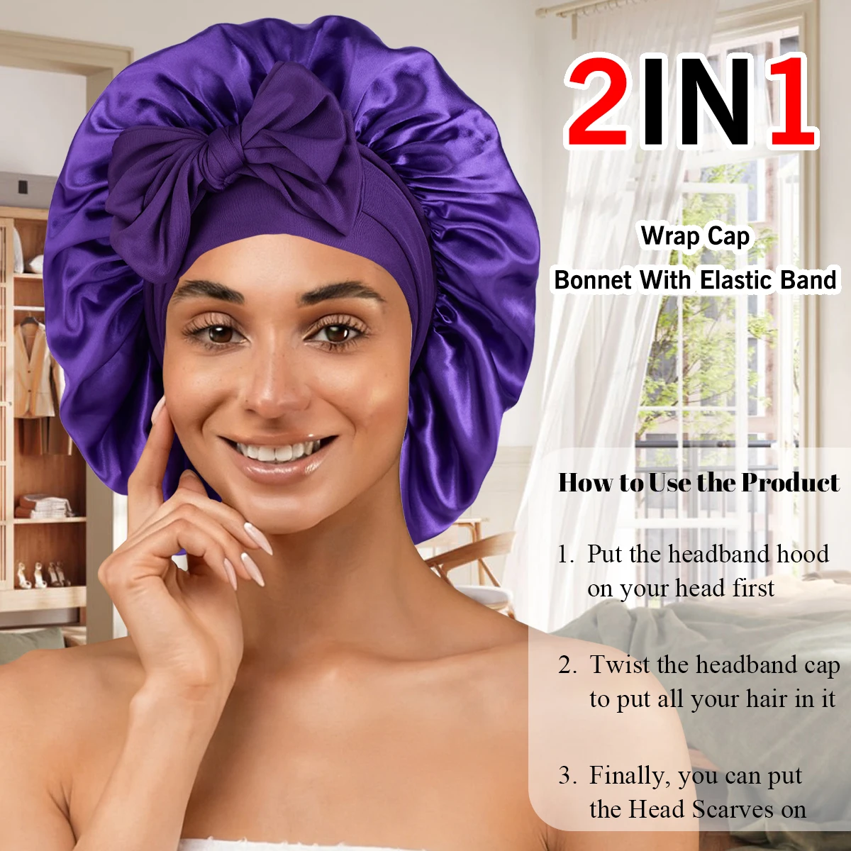 Butterfly Knot Sleep Cap Net Hat Two-In-One Multi-Purpose Sl