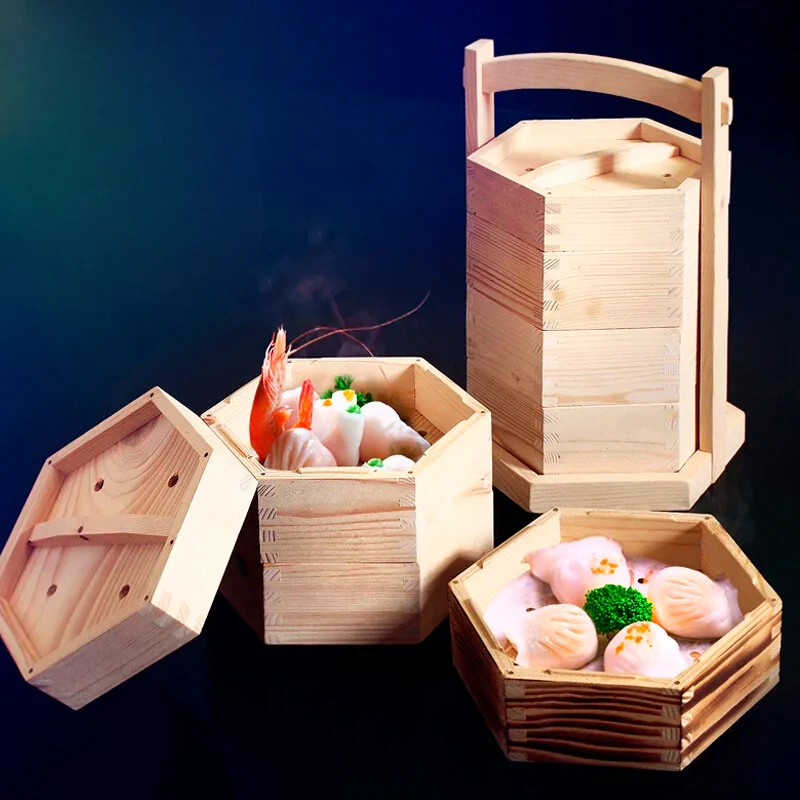 Chinese Bamboo Dumpling Steamer Traditional Dimsum Steamer Basket with Lid Ideal for Kitchen Cooking Tools Bamboo Steamer Basket