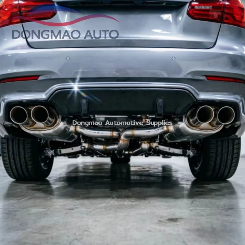 Medium length performance exhaust manifold for BMW M3 M4 G80 G82 3.0T 2021-2025, with resonator X-shaped tube design