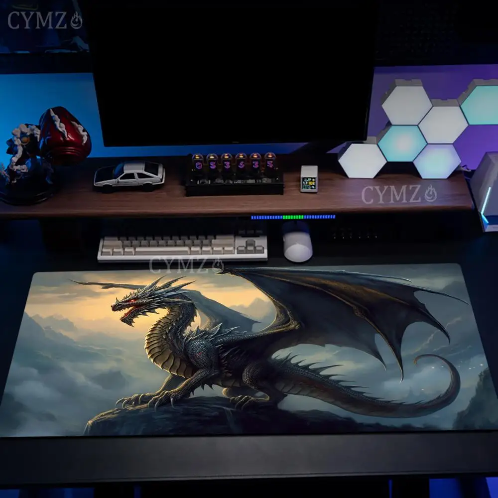 

Giant black dragon theme large Mouse Pad Desk Mat with Stitched Edge anti-slip Durable offices accessories Gaming mouse mat rug