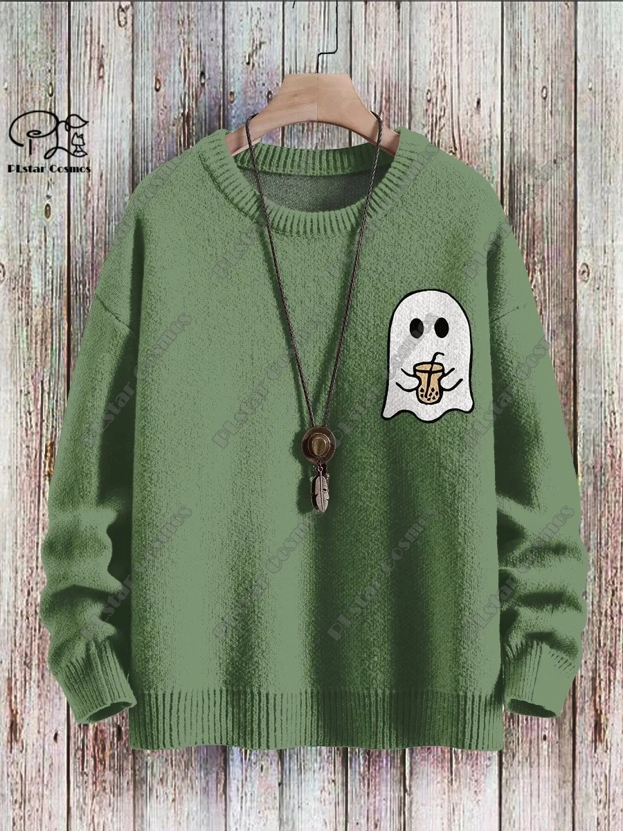 3D printed Halloween series scary ghost pattern ugly sweater street casual winter sweater warm new product W-2