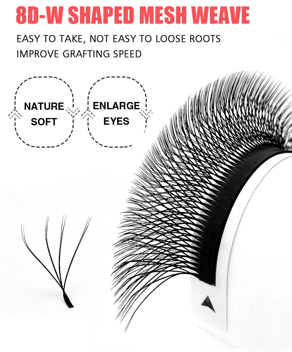 ANJOSIRMA Extensões de cílios naturais suaves, 8D W Lashes, dupla camada, 4D W Shape, Premade Fan Lashes, 0.07 C D DD 8D, 8-15mm