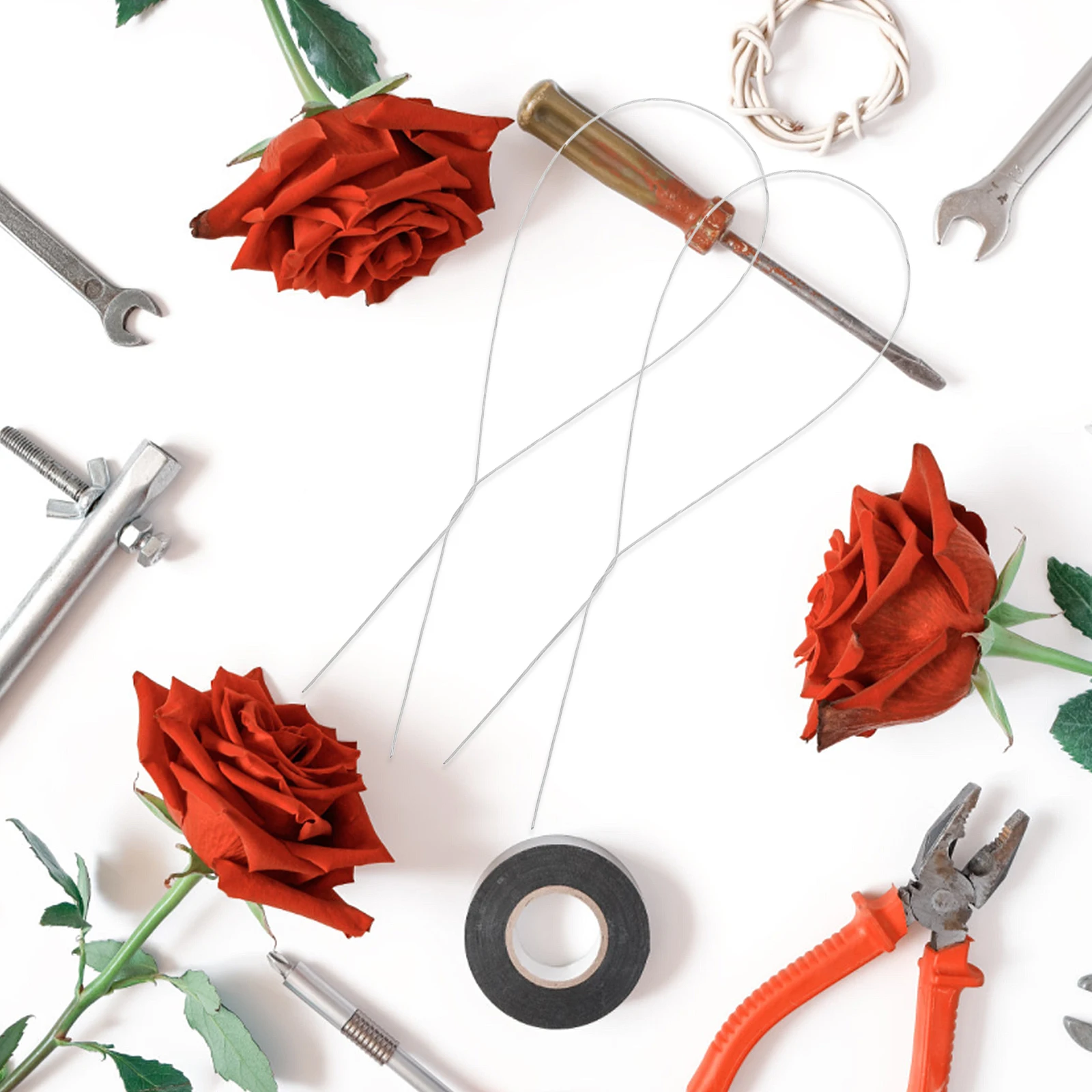 

50pcs Paper Rose Stems Floral Wire 40Cm White Flexible Durable For Diy Wreaths Bouquets Decorations Flower Arrangements Making