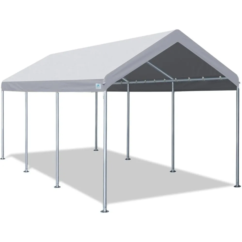 

Adjustable 10x20 ft Heavy Duty Carport Car Canopy Garage Boat Shelter Party Tent, Adjustable Peak Height from 9.5ft to 11ft,Gray